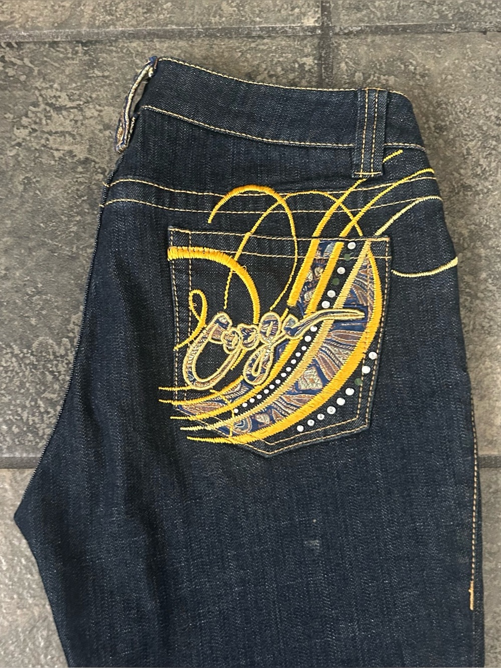 Vintage Y2K Coogi Embroidered Low Rise Denim Jeans 5/6 33.5 Hip Hop